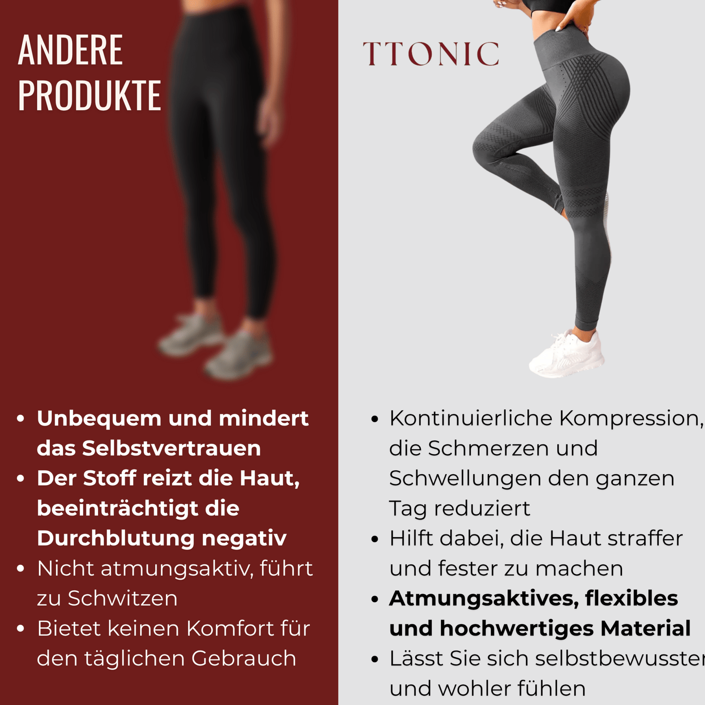 3 Fach Wirkungs Leggings Lipödem, Cellulite, Krampfadern TightTonic™ - Tight Tonic