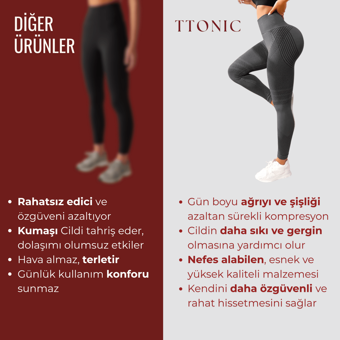 3'lü Etki Taytı Lipödem, Selülit, Varis TightTonic™ - Tight Tonic