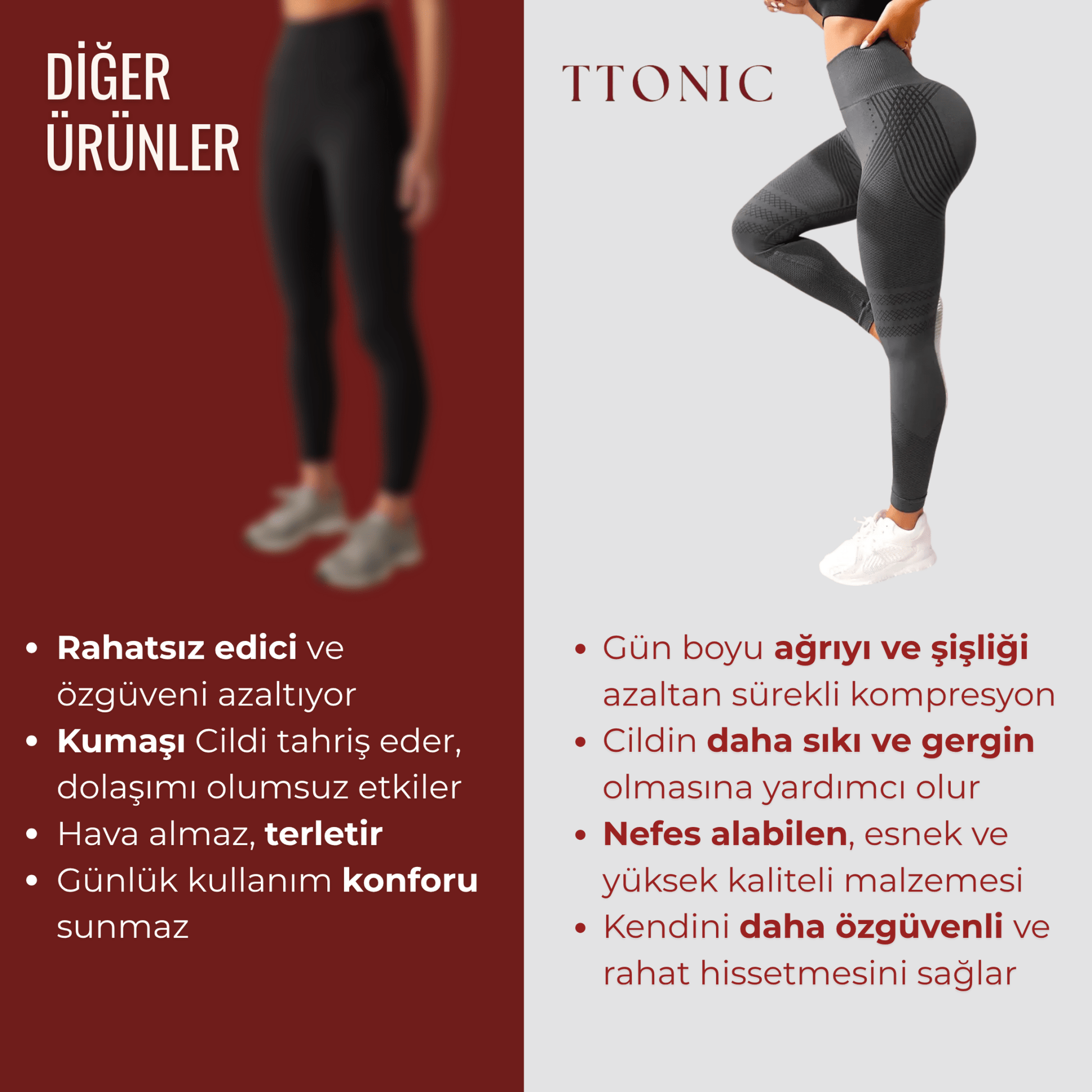 3'lü Etki Taytı Lipödem, Selülit, Varis TightTonic™ - Tight Tonic